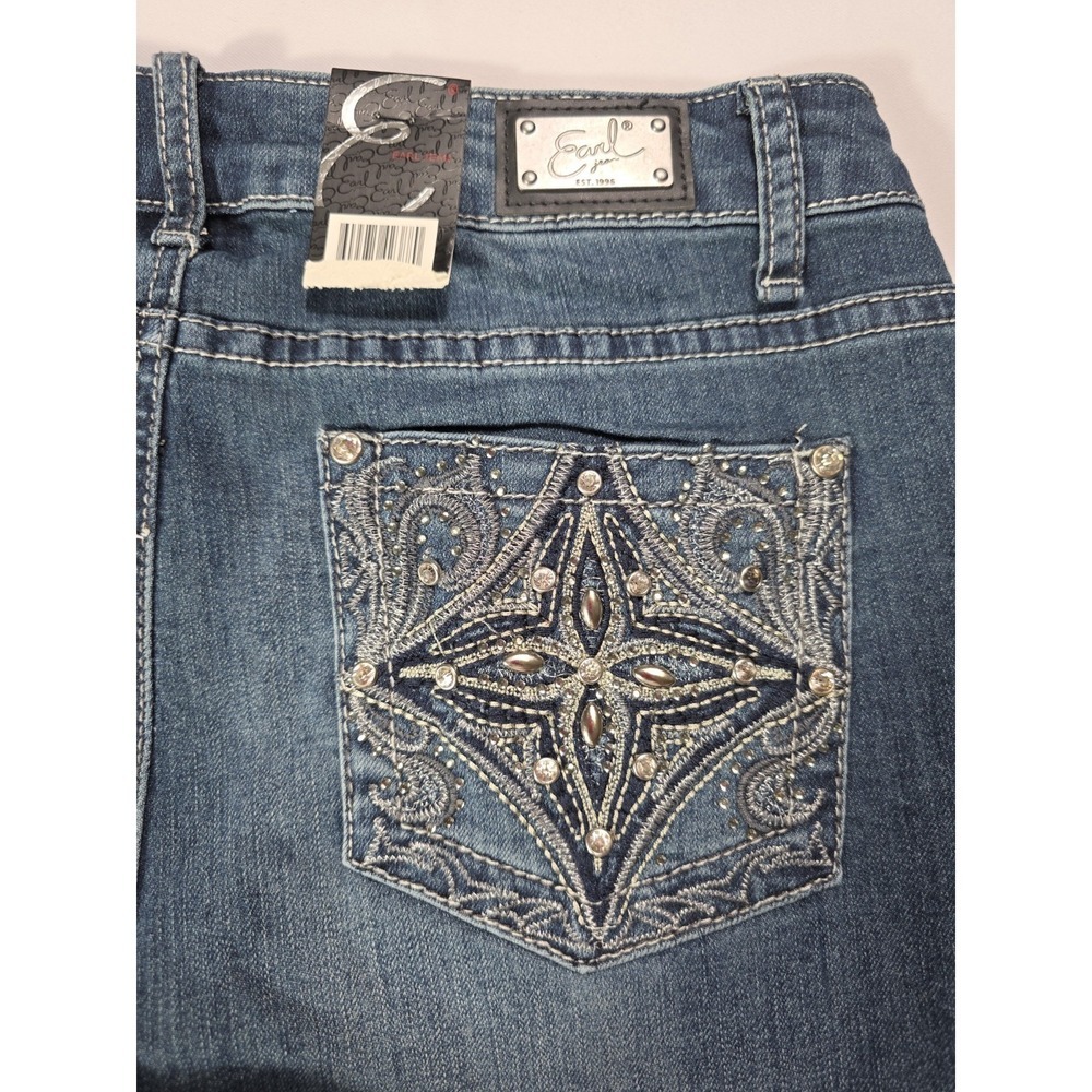 Y2K Earl Jean Capri Jeans Women's 8P Rhinestone Embellished Denim McBling - Picture 6 of 11